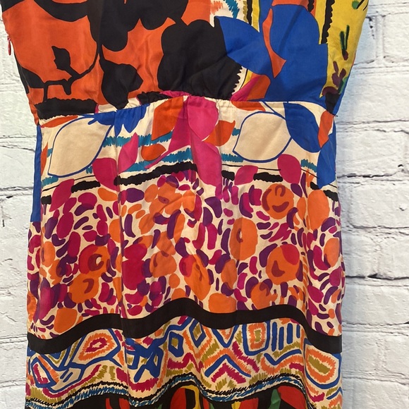 Anthropologie Moulinette Soeurs Orange Yellow 100% Silk Dress Size 2 - Picture 8 of 13